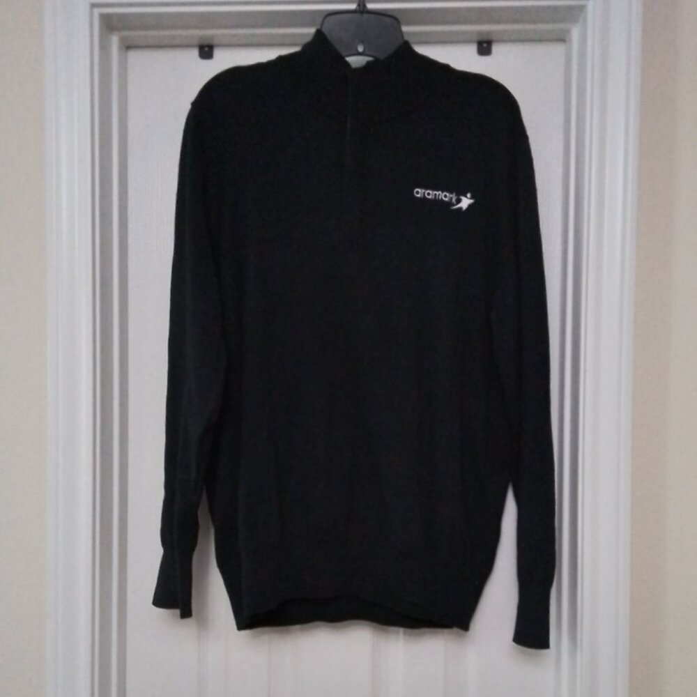 Aramark Quarter Zip Acrylic Blend Sweater Black Large